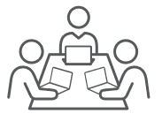 collaboration with laptops icon