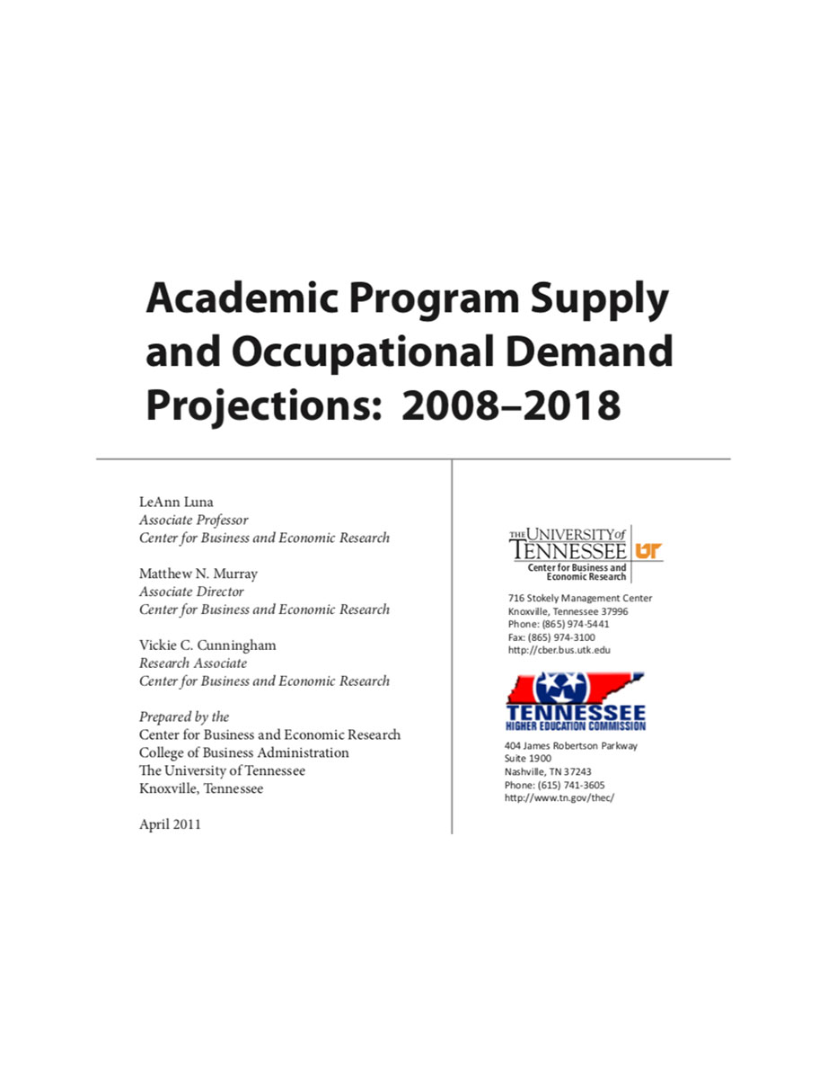 Academic Program Supply and Occupational Demand Projections: 2008–2018
