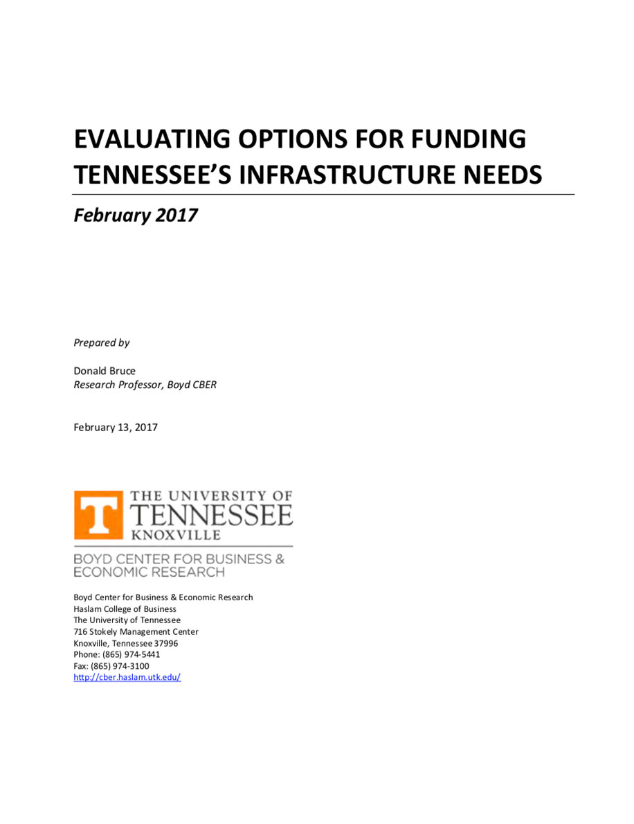 Evaluating Options for Funding Tennessee’s Infrastructure Needs
