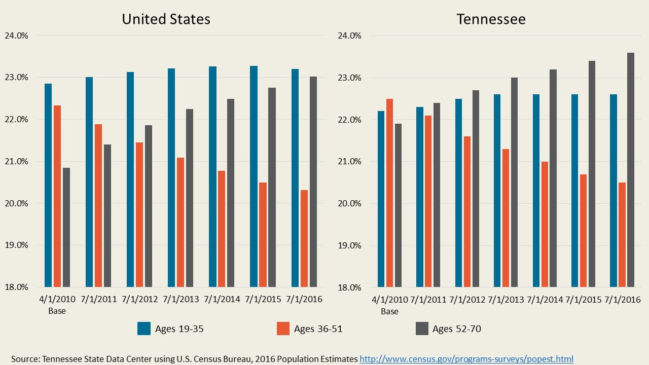 Share of the total Tennessee population in 2016