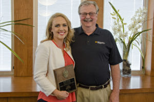 Kelsey Duncan with award.