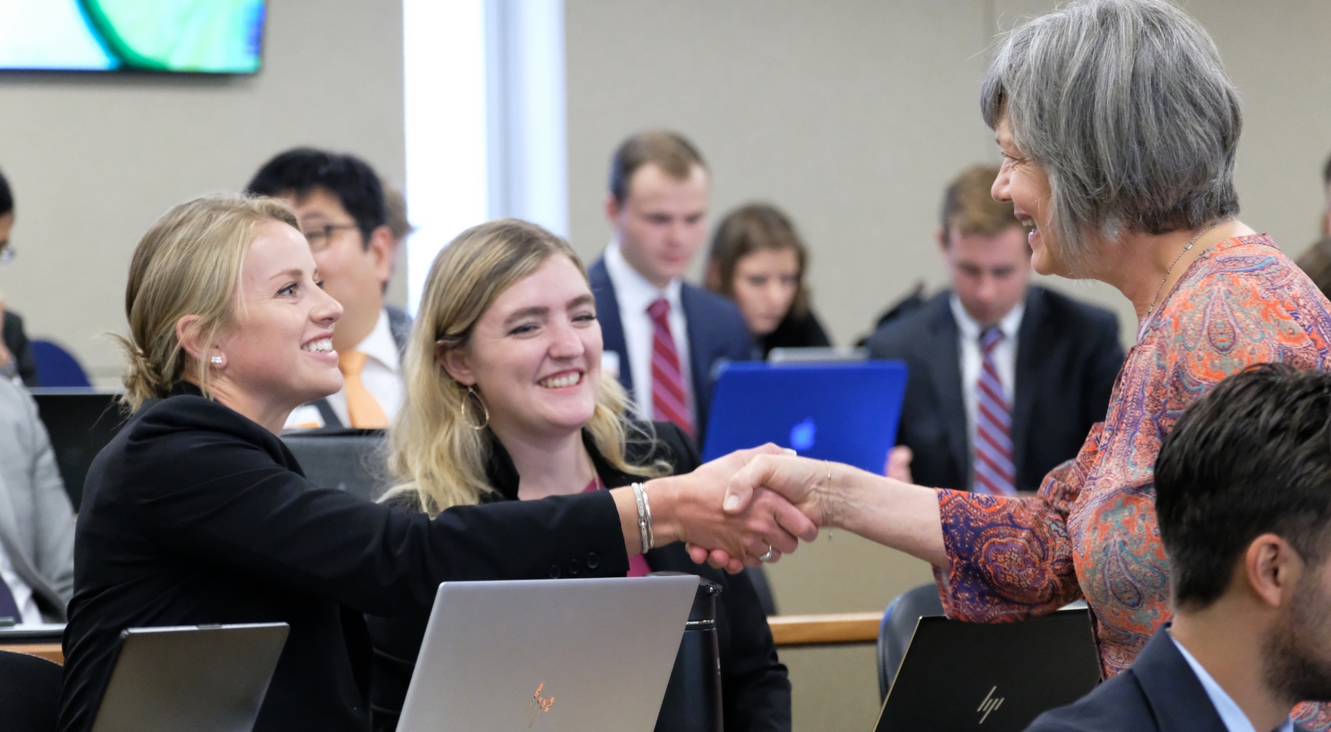 shaking hands in class