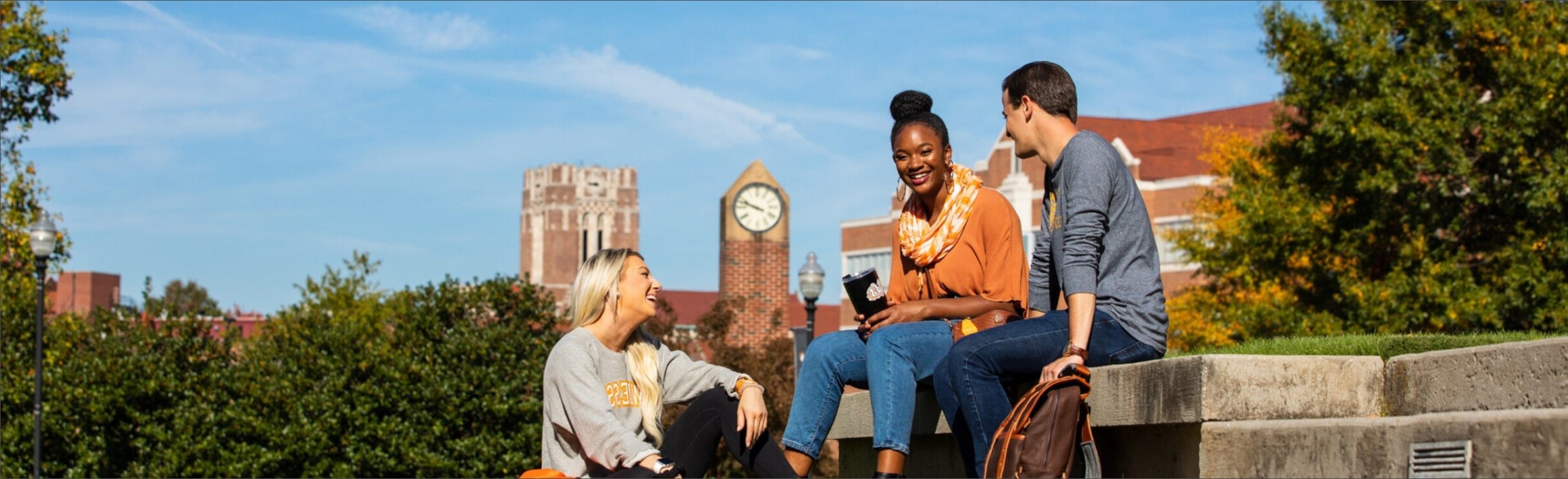 students outside on campus