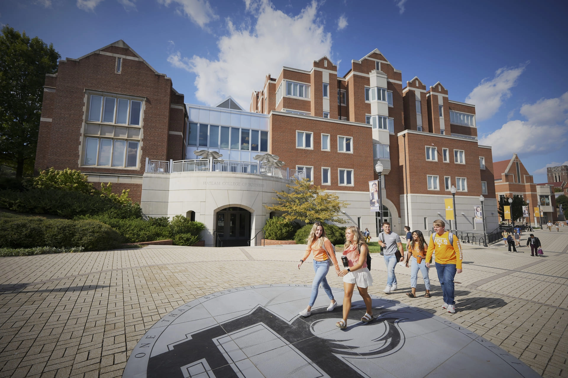 students walking on haslam campus