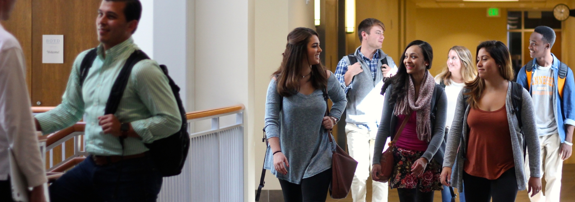Students walking in hallway