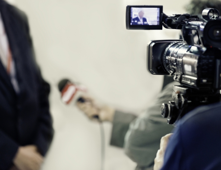 tv interview with camera and microphone