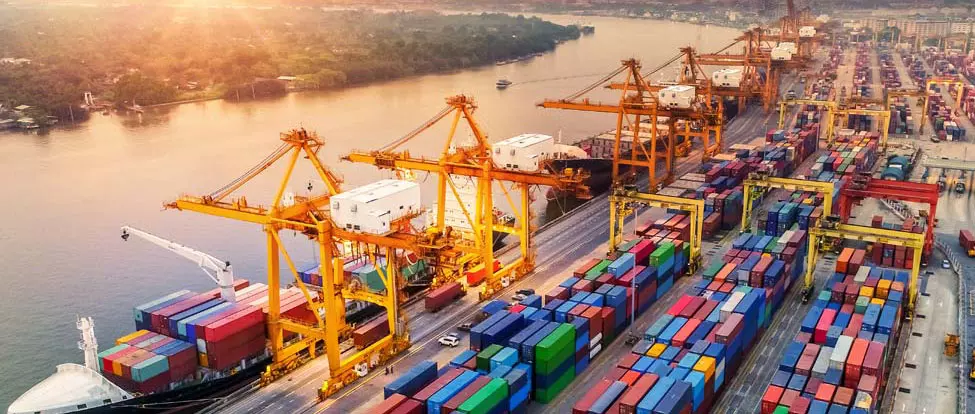 Ships and containers at a dock