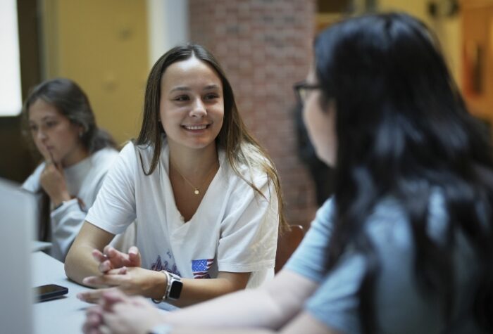Students talking in class